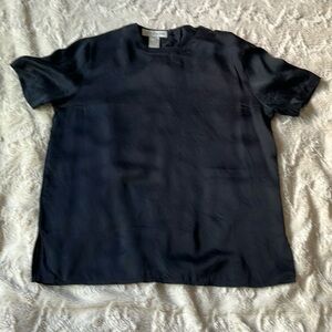 Vintage Jones New York 100% SILK Black Short Sleeve Blouse Button Back Size 6